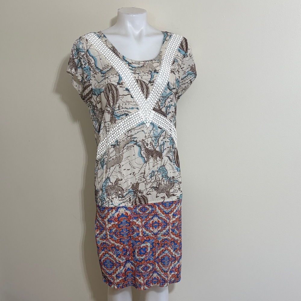 Maaji Multi-Color Printed Swim Coverup with Crochet Detail – Size L